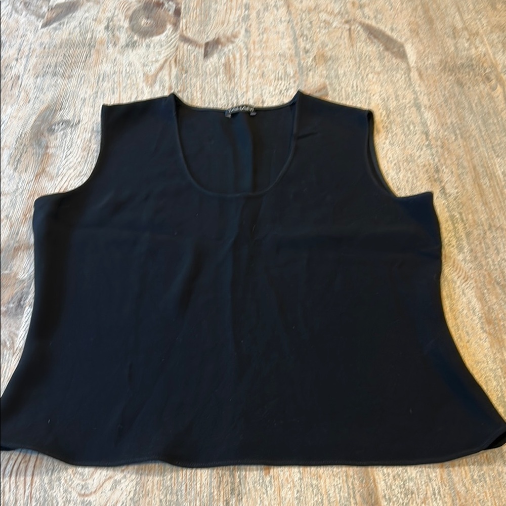Tahari Black Sleeveless Tank Top with V-Neck